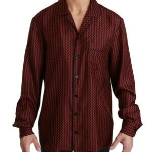 Dolce & Gabbana Black Red Zigzag Pattern Casual Shirt IT39  S